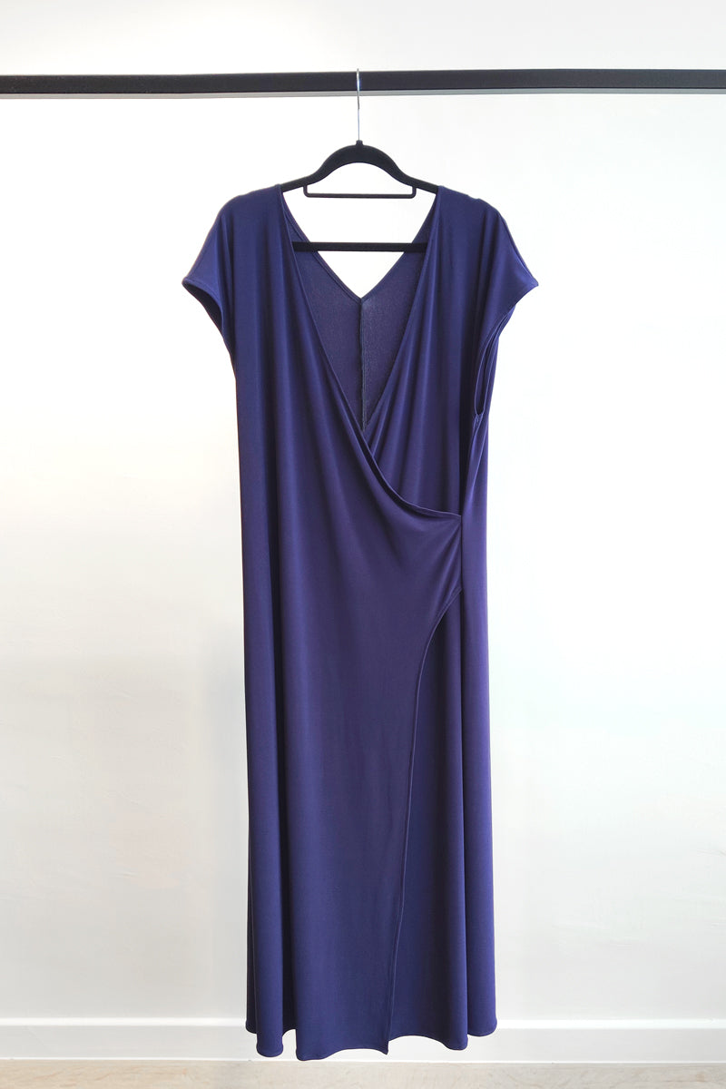 Cap Sleeve Wrap Side Split Dress