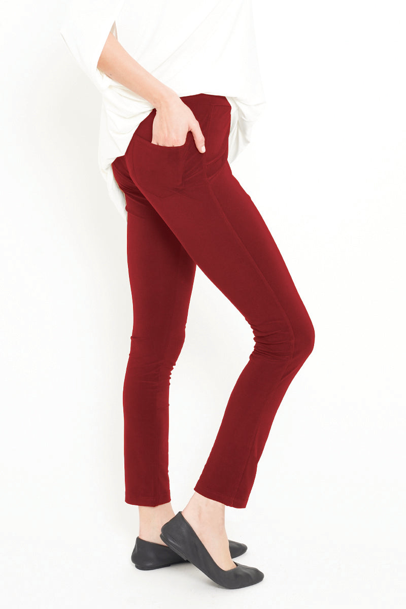 Cropped Pocket Pants - Red