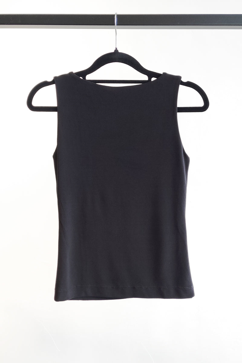 Boat Neck Tank Top - Black