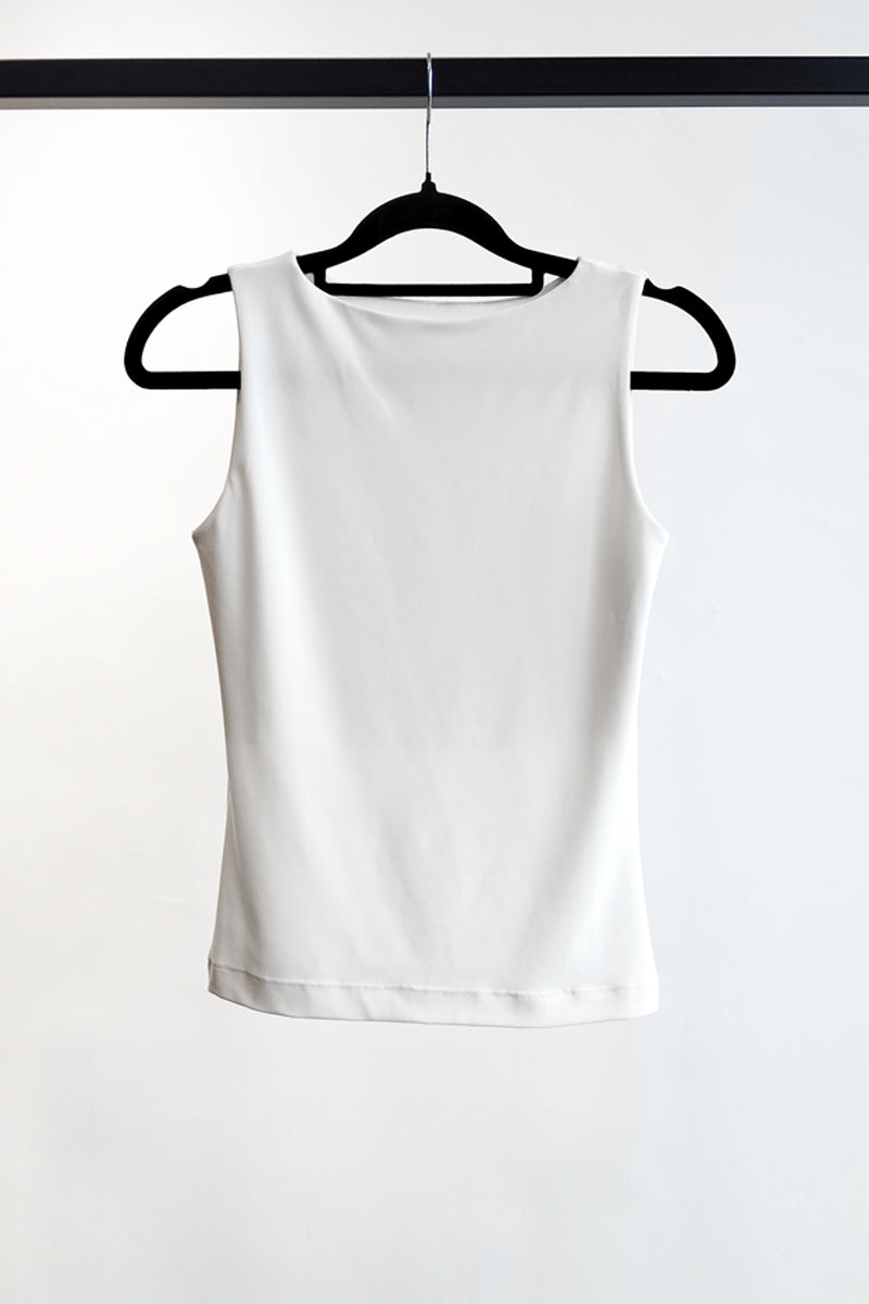 Boat Neck Tank Top - White